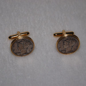 Gold & Sterling Silver Mercury Dimes Cuff links